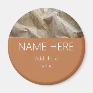 Modern Terracotta Crinkled Papper Namn Chore Magnet
