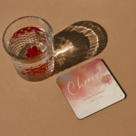 Modern Terracotta Desert Boho Bröllop Cheers Underlägg Papper Kvadrat