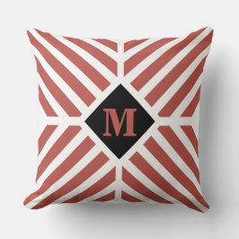 Modern Terracotta Diagonal Rand Monogram Kudde