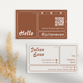 Modern Terracotta Earth Tone Typography Hej Visitkort