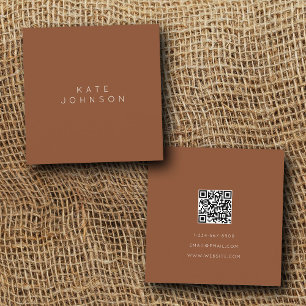 Modern Terracotta enkel minimal QR-kod Fyrkantigt Visitkort