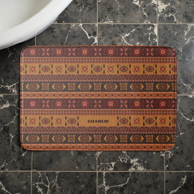Modern Terracotta Ethnic Tribal Ornamental Mönster Badrumsmatta (Skapare uppladdad)