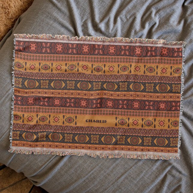 Modern Terracotta Ethnic Tribal Ornamental Mönster Filt (Skapare uppladdad)