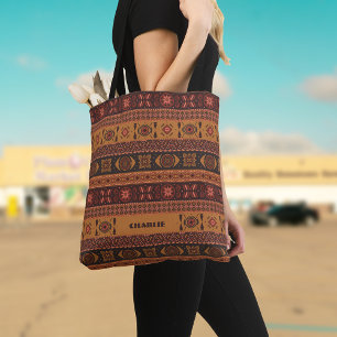 Modern Terracotta Ethnic Tribal Ornamental Mönster Tygkasse