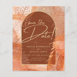 Modern Terracotta FALL Bröllopet Spara datum Flygblad