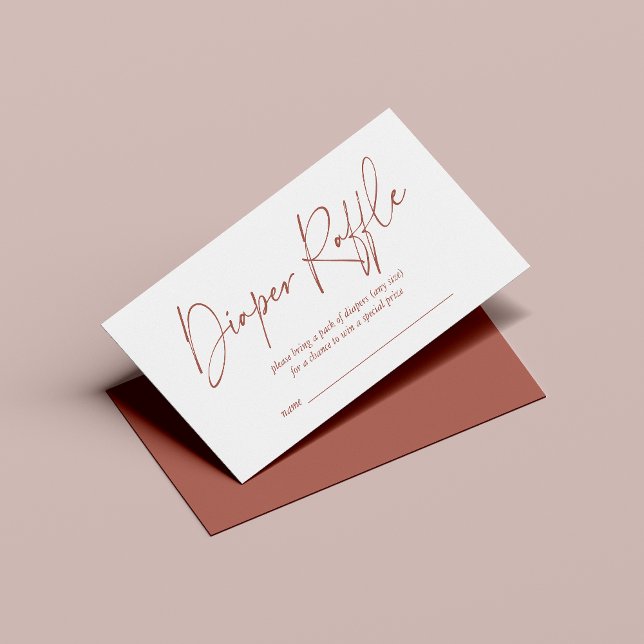 Modern Terracotta Handskriftlig Diaper Raffle Tilläggskort (Skapare uppladdad)