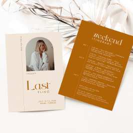 Modern Terracotta "Last Fling" Bachelorette Photo Inbjudningar