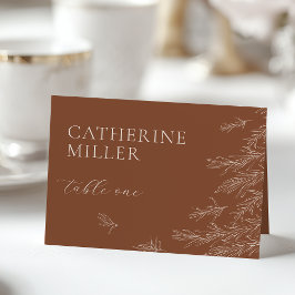 Modern Terracotta Minimal Löv Place Card Bordsnummer