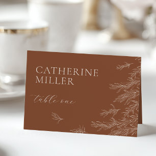 Modern Terracotta Minimal Löv Place Card Bordsnummer