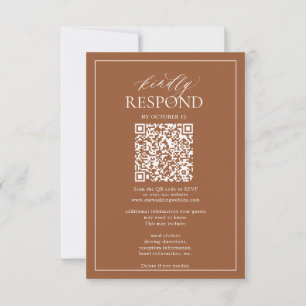 Modern Terracotta Monogram Bröllop QR Code OSA Kort