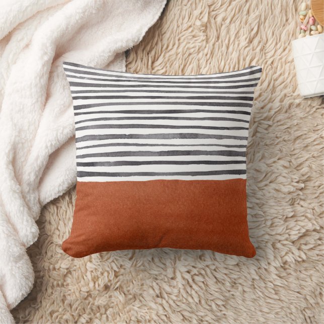 Modern Terracotta och Black Rand Kudde (Filt)