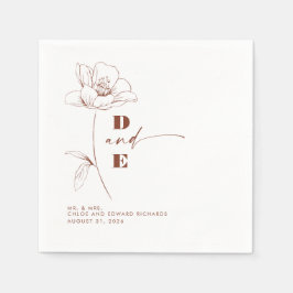 Modern Terracotta Peony Flower par Monogram Pappersservett