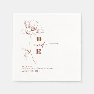 Modern Terracotta Peony Flower par Monogram Pappersservett