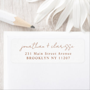 Modern Terracotta Script Chic par OSA Bröllop Returadress Etikett