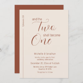 Modern Terracotta Script Christian Bible Bröllop Inbjudningar