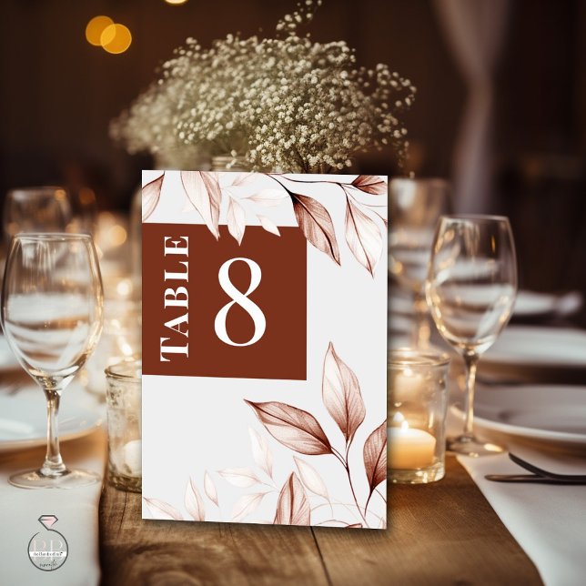 Modern Terracotta Sketched Foliage Bordsnummer (Skapare uppladdad)