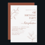 Modern Terracotta-skript Botanical 60:e födelsedag Inbjudningar<br><div class="desc">Inte ditt vanliga 60-årsfirande! Gör ett intryck på dina gäster med det här moderna Terracotta Burnt-Orangen-skriptet botaniskt 60-årsinbjudan. Den bedövande konsten är både känslig och komplicerad, och kombinationen av perfekt och snyggt är elegant som kommer att säkerställa att din speciella dag kommer ut från resten. Och när du anpassar kortet...</div>