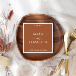 Modern Terracotta Snyggt Personlig Bröllop Pappersservett