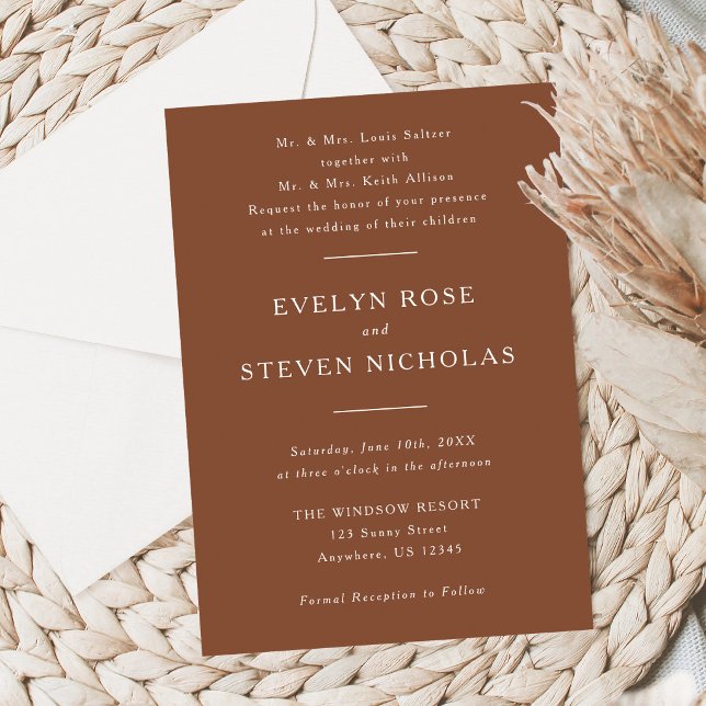 Modern Terracotta Wedding Invitation  Inbjudningar (Skapare uppladdad)