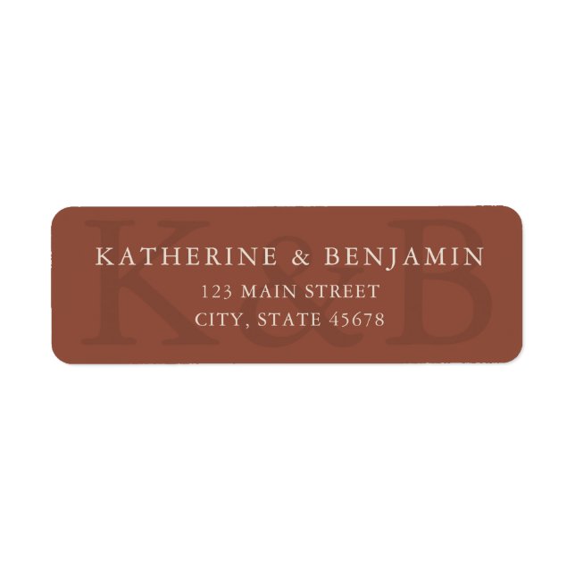 Modern Terracotta Wedding Return Address Returadress Etikett (Framsidan)