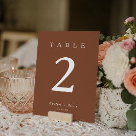 Modern Terracotta Wedding Table Number Bordsnummer
