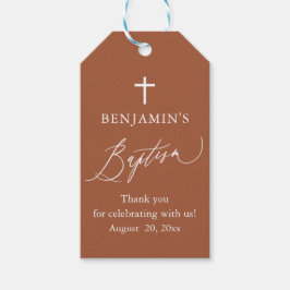 Modern Terracotta White Kor Baptism Gift Märkres Presentetikett