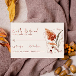 Modern Terracotta Wildblomcalligraphy Bröllop OSA Kort