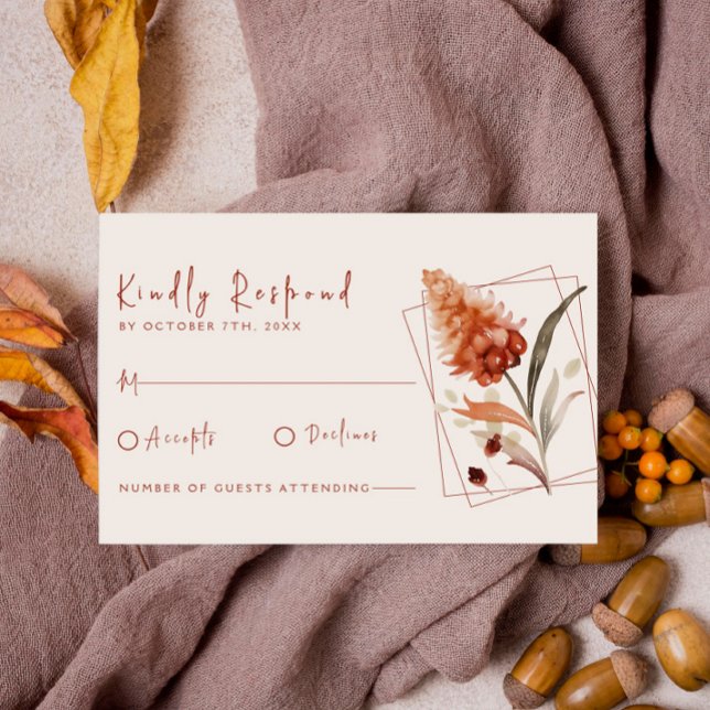 Modern Terracotta Wildblomcalligraphy Bröllop OSA Kort (Skapare uppladdad)