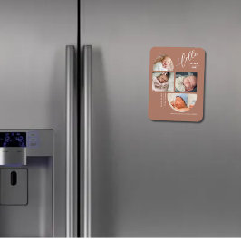 Modern Terrakotta 4 Barn Foto Collage Födelse Magnet