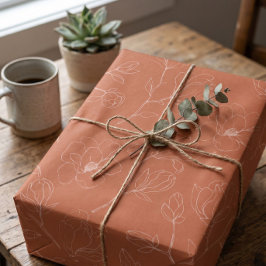 Modern Terrakotta Blommig Inpackningspapper Presentpapper