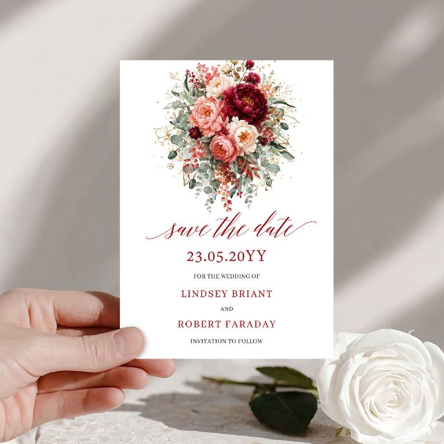 Modern Terrakotta Boho Guld Save The Date Design Spara Datumet (Modern Terracotta Boho Gold Save The Date Design

)