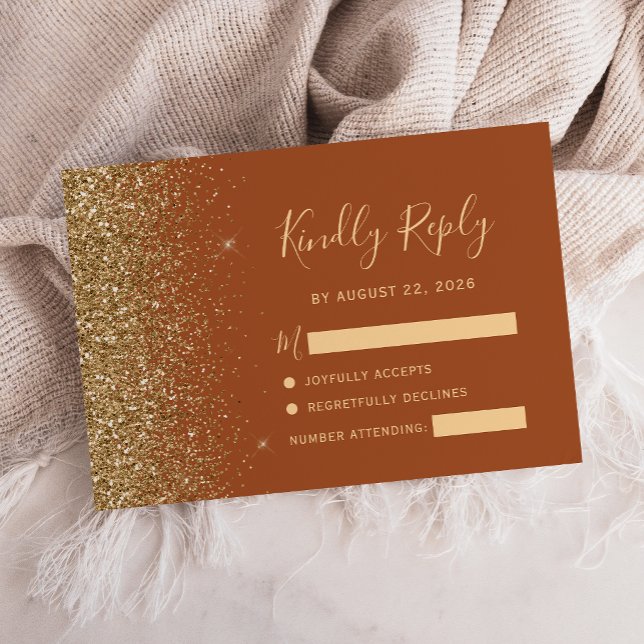 Modern Terrakotta Guld Glitter OSA Kort (Skapare uppladdad)