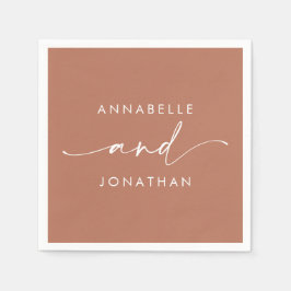 Modern terrakotta minimal modern bröllop pappersservett