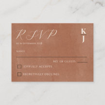 Modern Terrakotta Minimalistisk Bröllops RSVP-svar