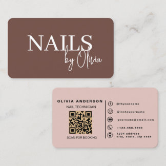 Modern Terrakotta Nagelspecialist QR-kod Företag Visitkort