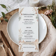 Modern Terrakotta Öken Boho Bröllopsmeny