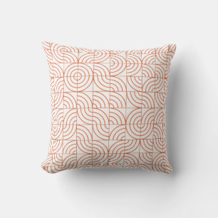 Modern Terrakotta Orange Abstrakt Båge Geometrisk Kudde