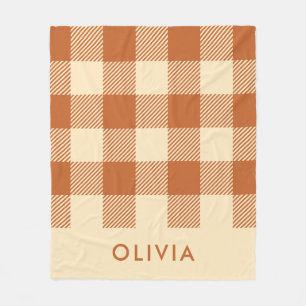 Modern Terrakotta Personlig Gingham Fleecefilt