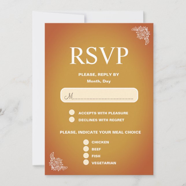 Modern Terrakotta Romantisk Bröllops-RSVP Kort (Framsida)