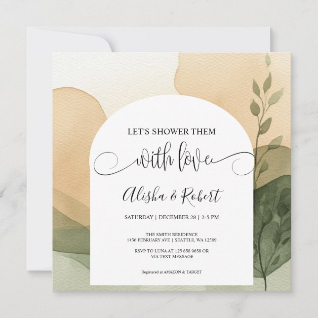 Modern Terrakotta & Salvia Bröllopsdusch-inbjudan Inbjudningar (Framsida)