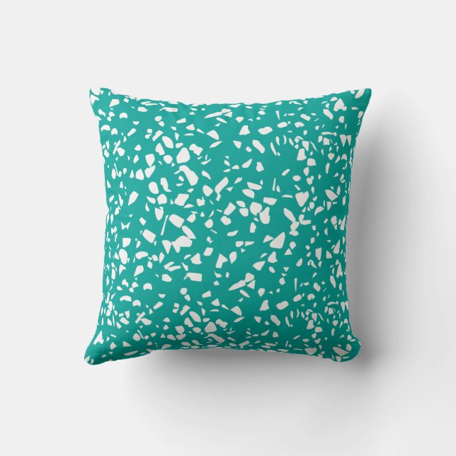 Modern Terrazzo Aqua Pillow i medelårhundradet Kudde (Baksida)