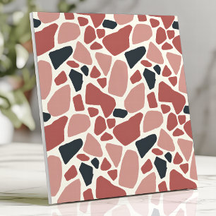 Modern Terrazzo-design i rött och svart Kakelplatta
