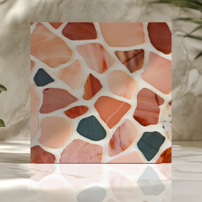 Modern Terrazzo-design med jordnära toner Kakelplatta (Skapare uppladdad)