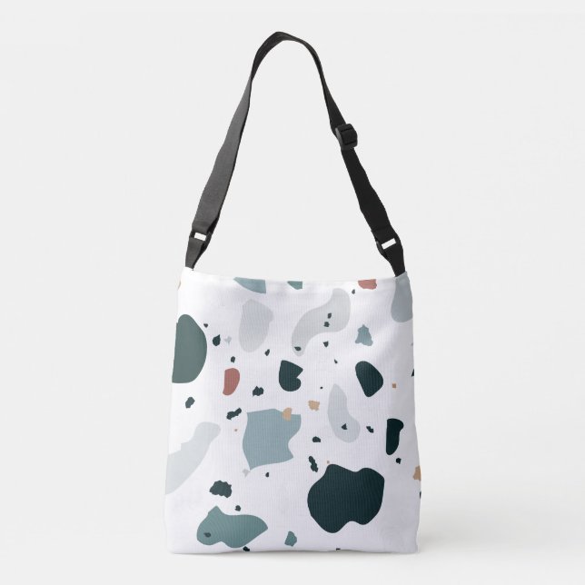 Modern Terrazzo-mönster – Abstrakt Mid Century-hav Axelväska (Baksida)