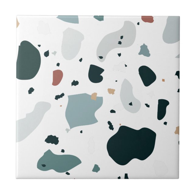 Modern Terrazzo-mönster – Abstrakt Mid Century-hav Kakelplatta (Framsidan)