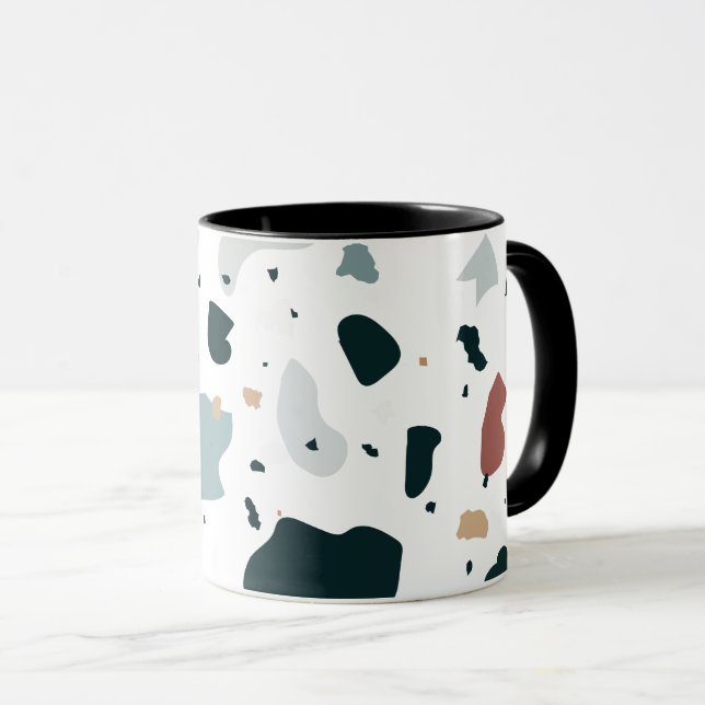 Modern Terrazzo-mönster – Abstrakt Mid Century-hav Mugg (Framsida höger)