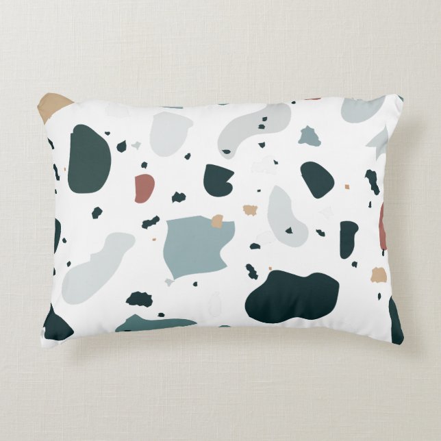 Modern Terrazzo-mönster – Abstrakt Mid Century-hav Prydnadskudde (Framsidan)