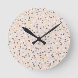 Modern Terrazzo Mönster Soft Neutralt Rund Klocka