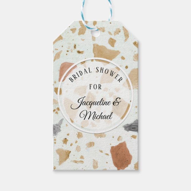 Modern Terrazzo Terra-cotta Boho Möhippa Presentetikett (Framsidan)