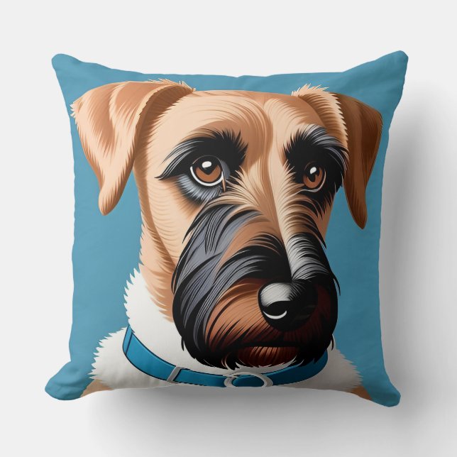 Modern terrier hundporträtt hem inredning accent kudde (Framsida)